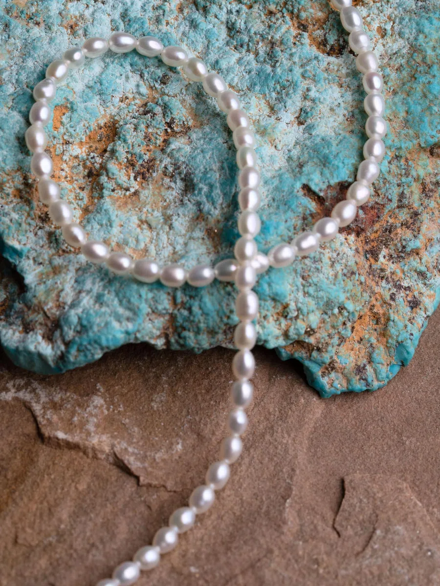 Secret & You Collana da Donna di Perle Coltivate d'Acqua Dolce Ovali da 42 cm + 5 cm di lunghezza