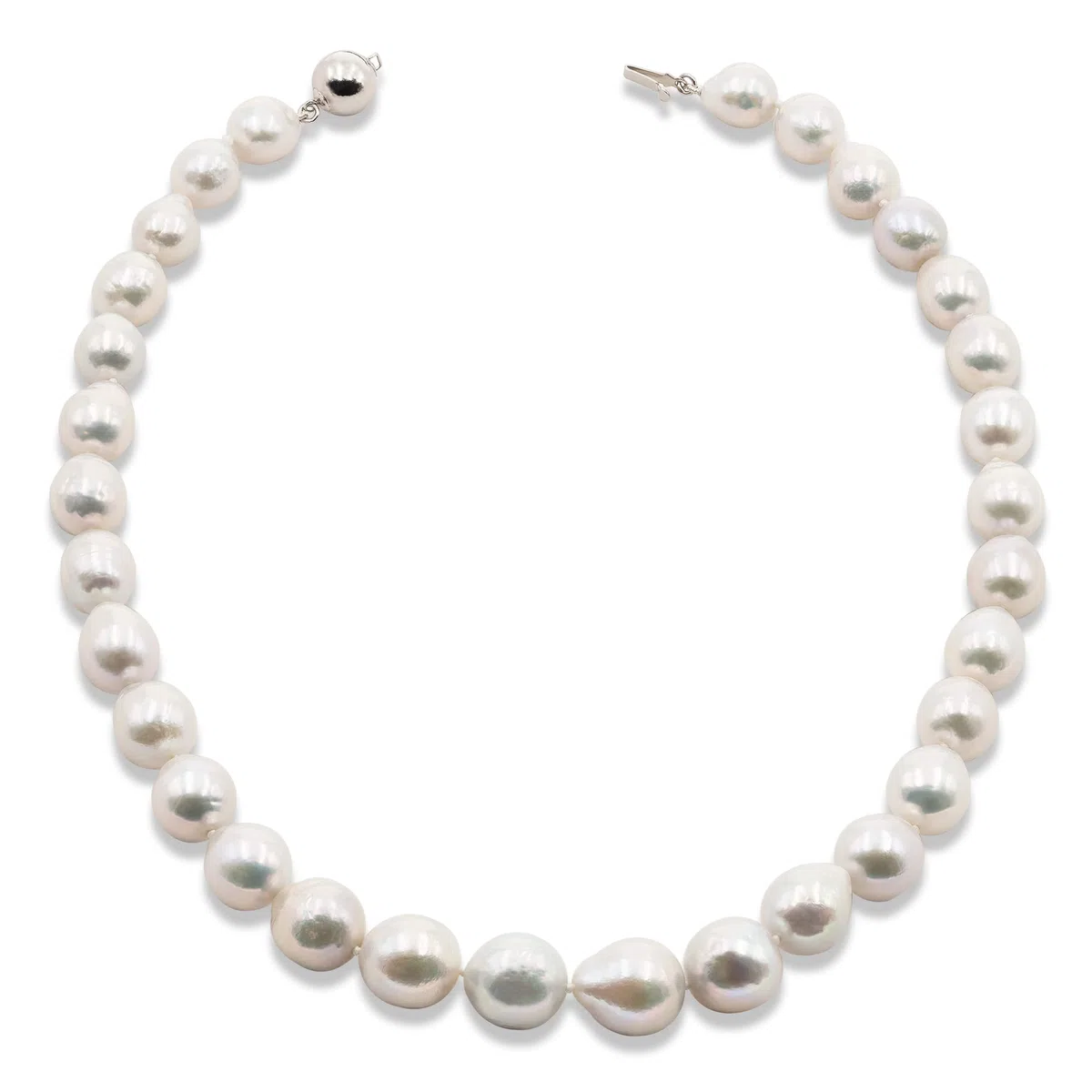 Secret & You Collana di Perle Coltivate d'Acqua Dolce Barocche Edison da 42 cm di lunghezza Perle Barocche Grandi con un nodo tra ogni perla e chiusura in Argento Sterling.