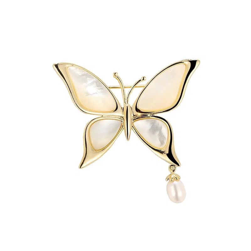 Spilla da donna per anniversario, regalo per moglie, spilla con perle naturali selezionate a mano di qualità AAA e moissanite color D, regalo per mamma, fidanzata, lei, NO11168, metallo, perla