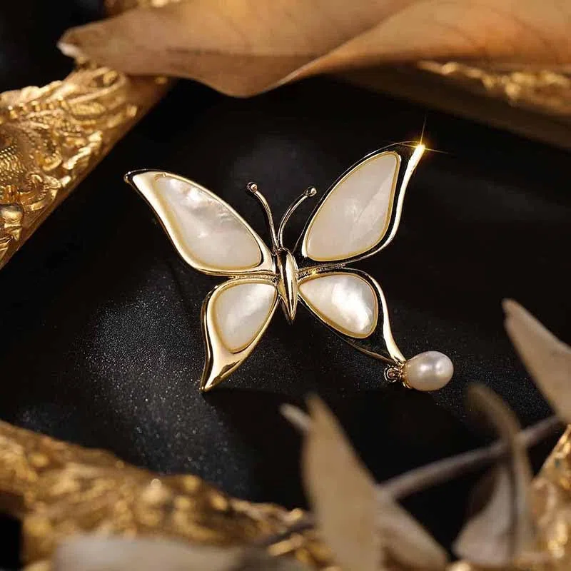 Spilla da donna per anniversario, regalo per moglie, spilla con perle naturali selezionate a mano di qualità AAA e moissanite color D, regalo per mamma, fidanzata, lei, NO11168, metallo, perla