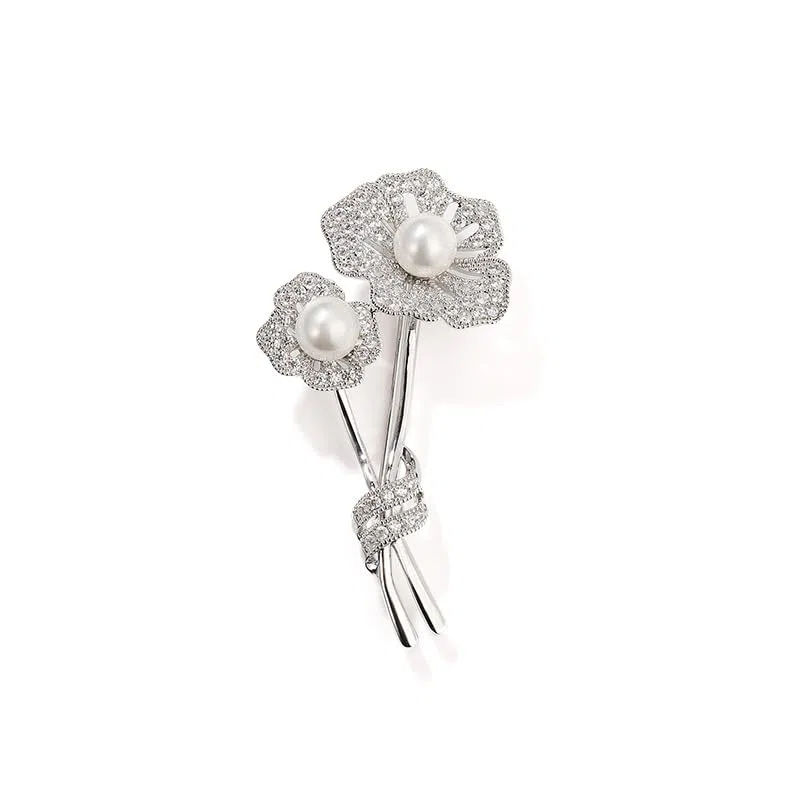 Spilla con perle gioielli per donne moda regalo di Natale moglie mamma fidanzata, anniversario compleanno gioielli raffinati regali per lei NO95521, metallo, perla