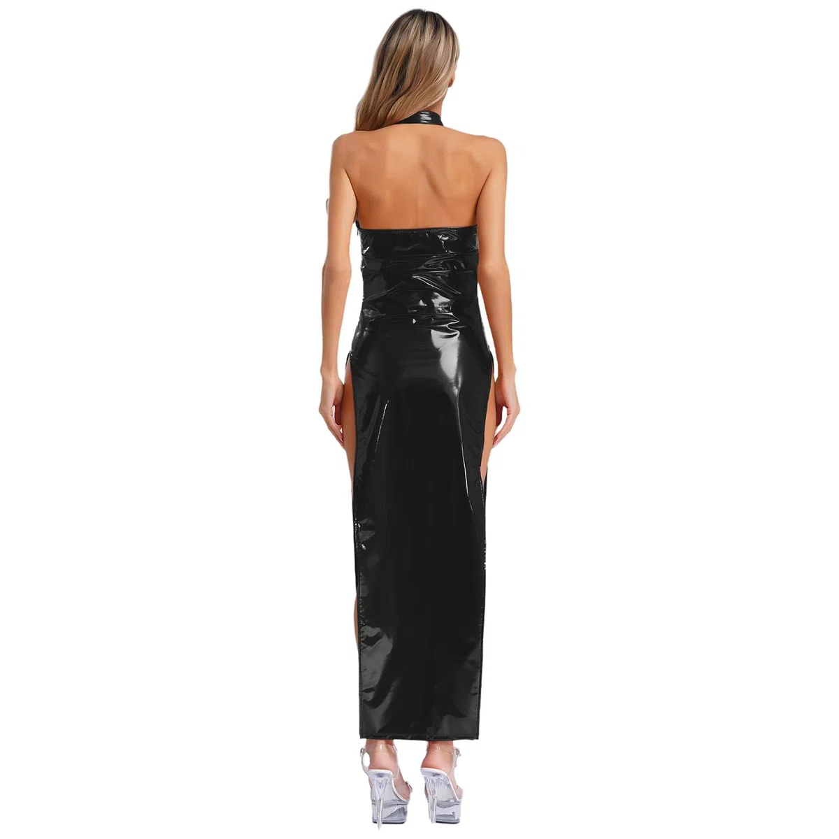 Costume da donna in pelle sintetica in poliuretano, stile gotico, per giochi di ruolo, discoteca