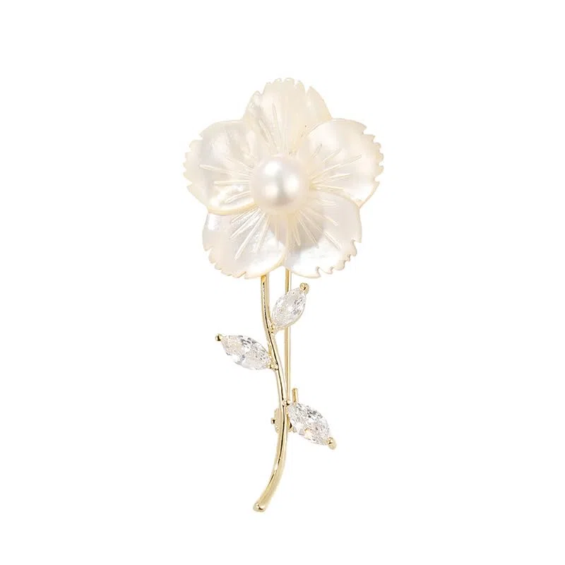 Spilla da donna per anniversario, regalo per moglie, spilla con perle naturali selezionate a mano di qualità AAA e moissanite color D, regalo per mamma, fidanzata, lei, NO11195, metallo, perla