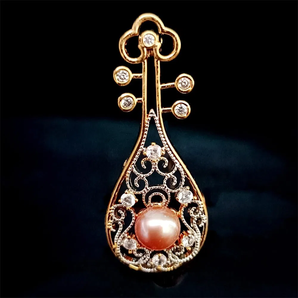 Spilla da donna per anniversario, regalo per moglie, spilla con perle naturali selezionate a mano di qualità AAA e moissanite color D, regalo per mamma, fidanzata, lei, NO11242, metallo, perla