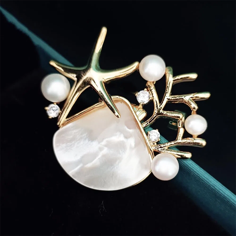 Spilla da donna per anniversario, regalo per moglie, spilla con perle naturali selezionate a mano di qualità AAA e moissanite color D, regalo per mamma, fidanzata, lei, NO11228, metallo, perla