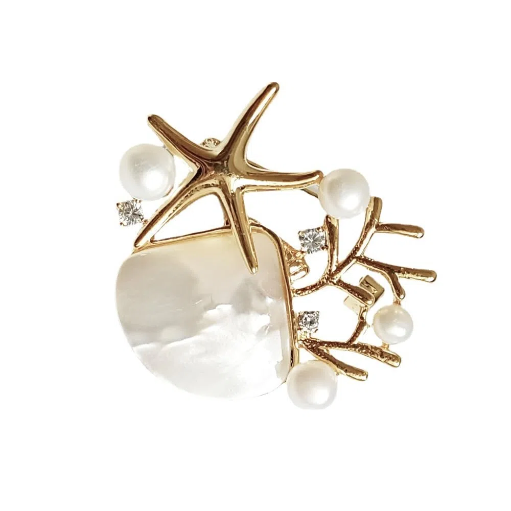 Spilla da donna per anniversario, regalo per moglie, spilla con perle naturali selezionate a mano di qualità AAA e moissanite color D, regalo per mamma, fidanzata, lei, NO11228, metallo, perla