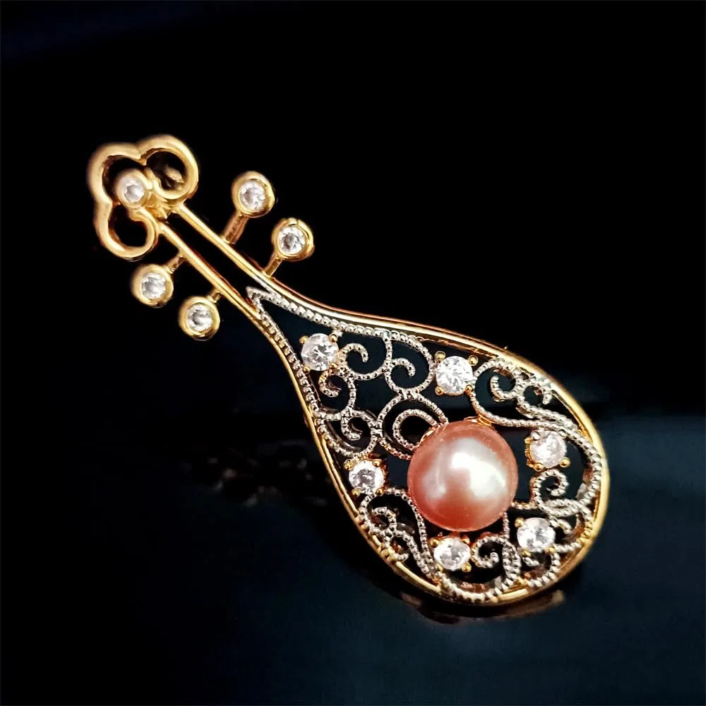 Spilla da donna per anniversario, regalo per moglie, spilla con perle naturali selezionate a mano di qualità AAA e moissanite color D, regalo per mamma, fidanzata, lei, NO11242, metallo, perla