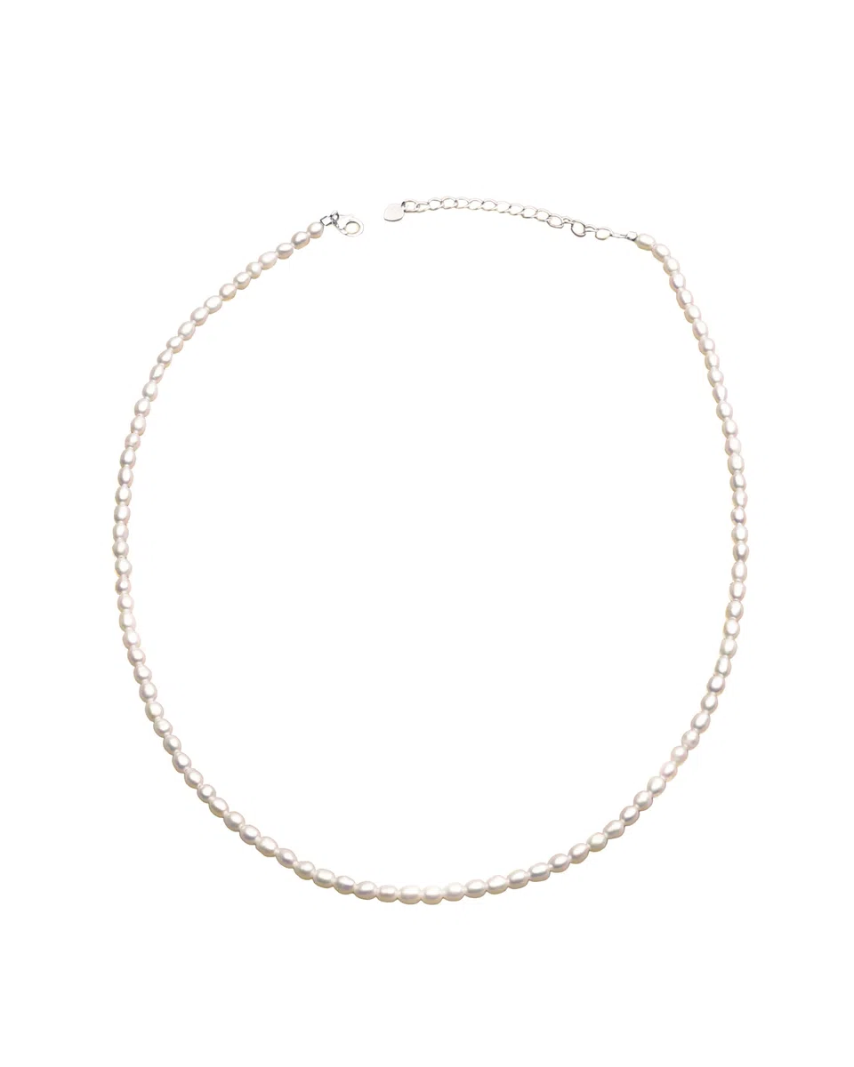 Secret & You Collana da Donna di Perle Coltivate d'Acqua Dolce Ovali da 42 cm + 5 cm di lunghezza